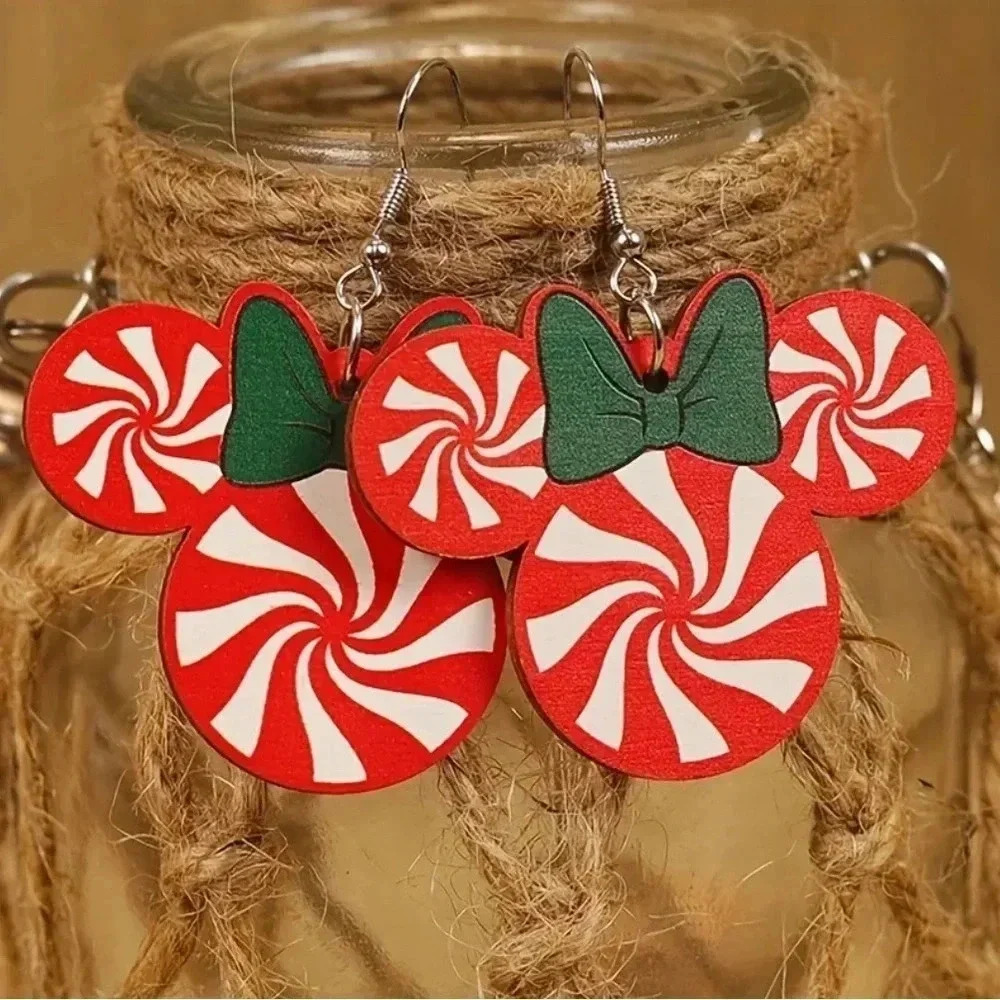 Adorable Candy Style Mouse Christmas Earrings